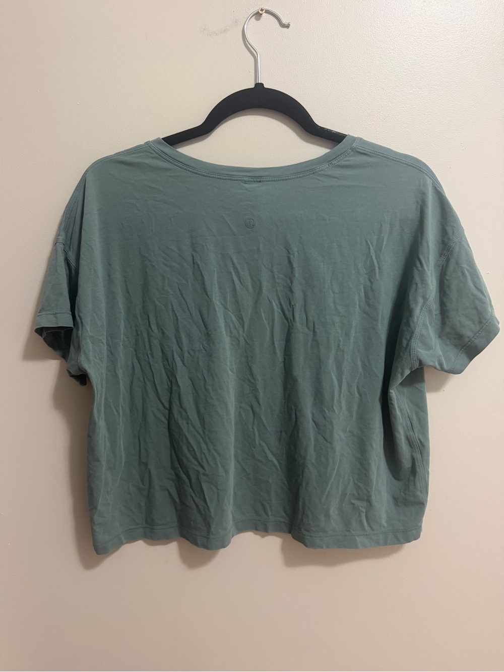 Lululemon All Yours Crop Tee Green Grey Pima Cotton Short Sleeve Top Size 10 - Picture 3 of 6